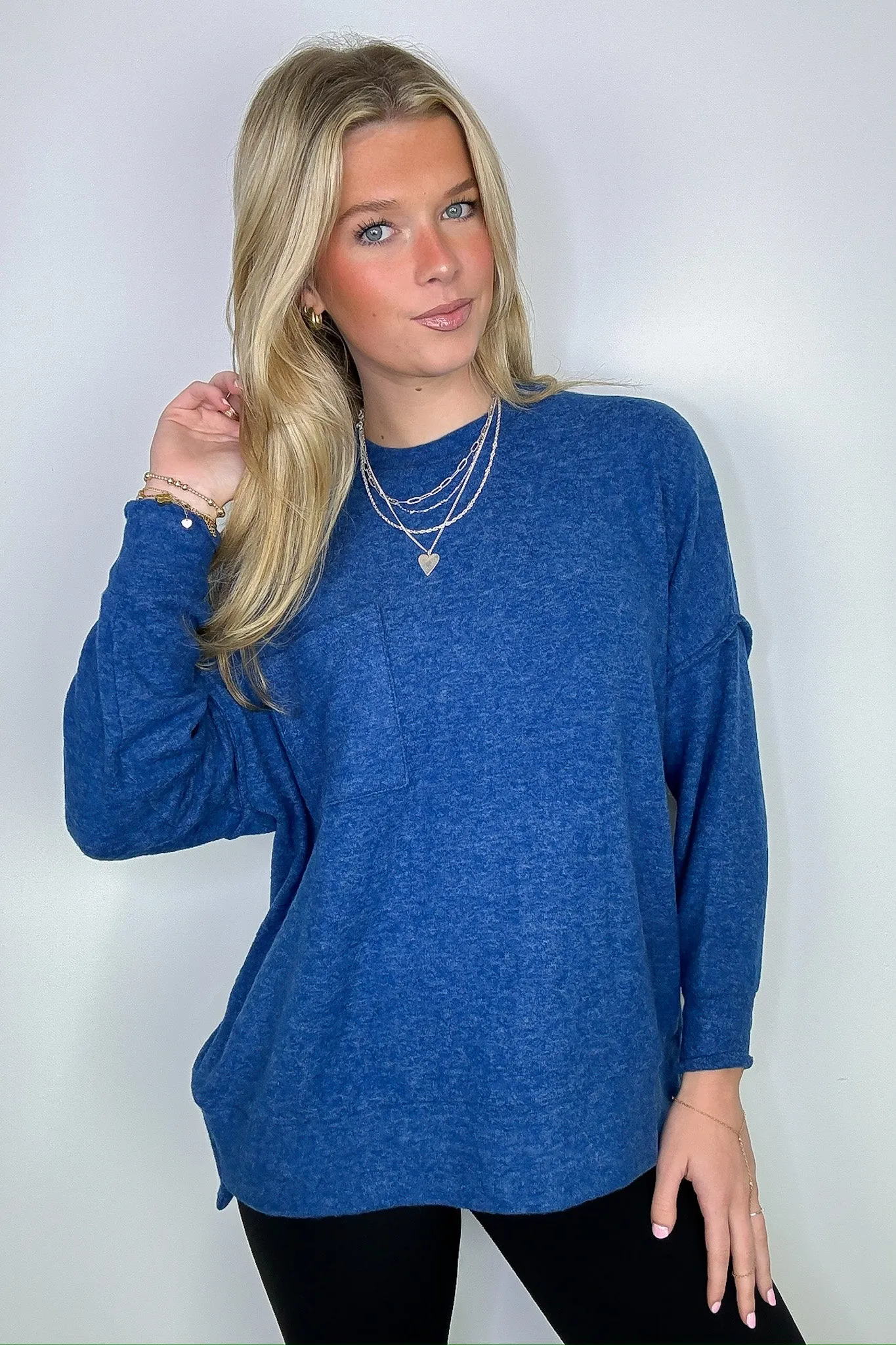 Noellie Brushed Melange Knit Pocket Pullover